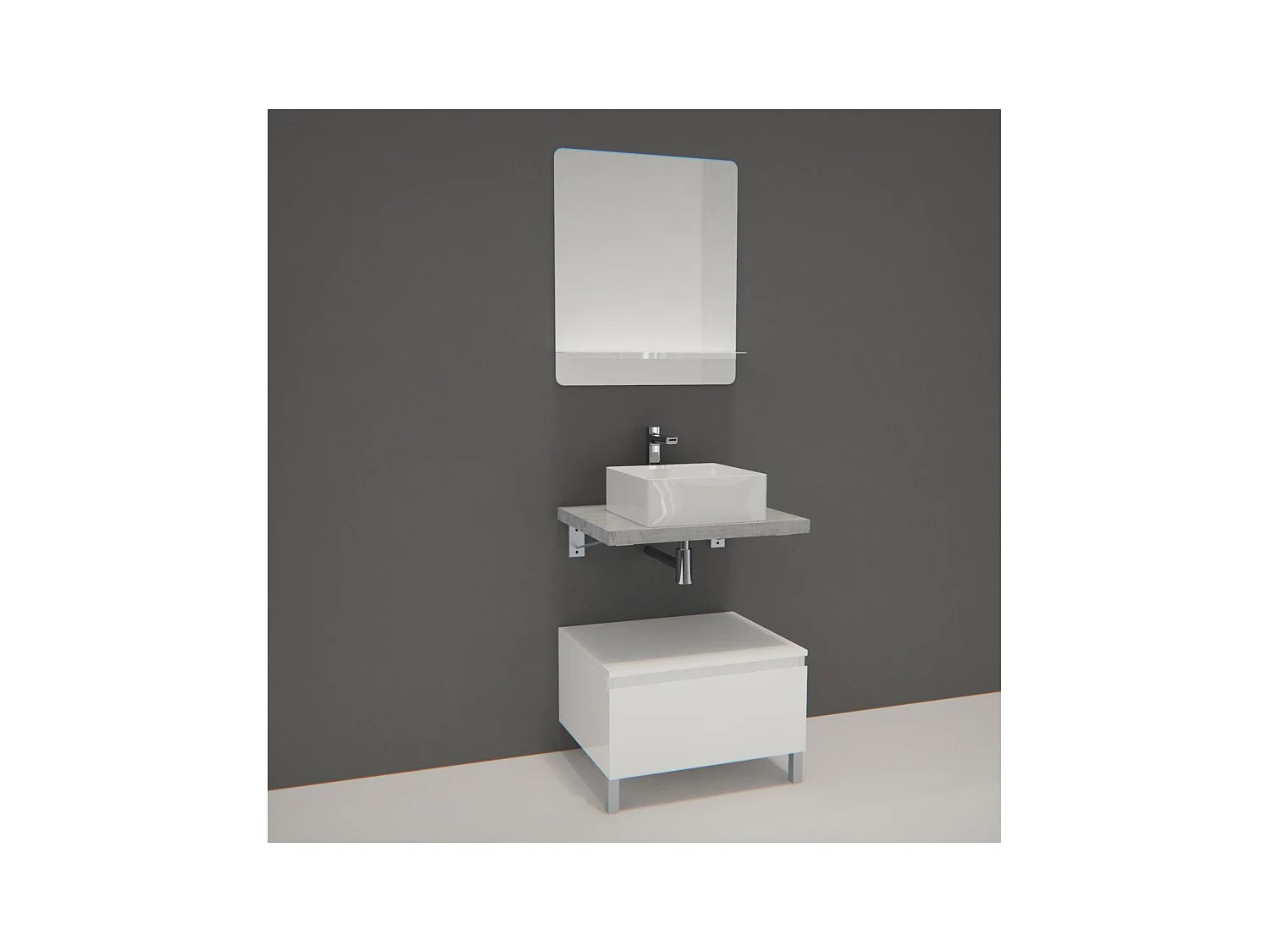 Mobile singolo + lavabo + specchio WILL