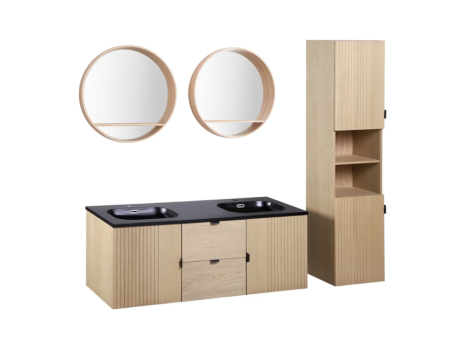 Doppelwaschtisch + Spiegel + STUDIO-Säule