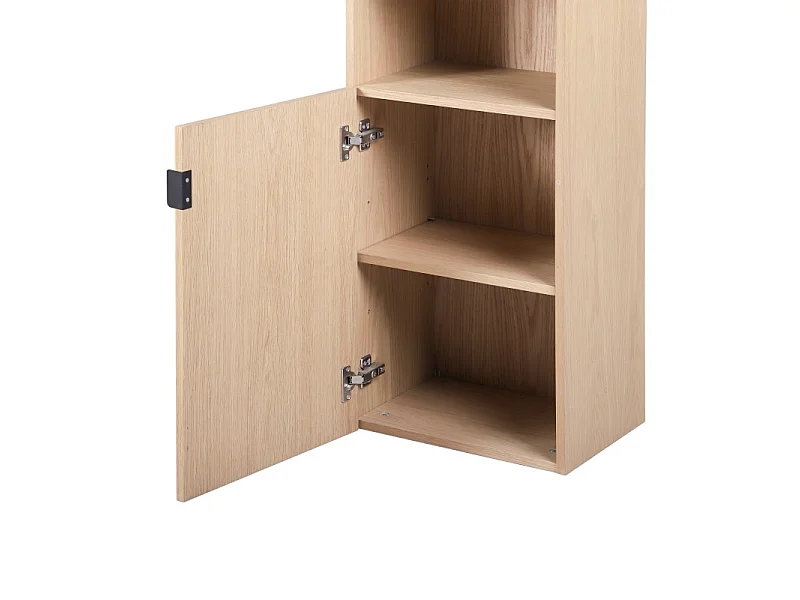 Carvalho STUDIO móvel de parede para lavatório duplo de 140 cm + espelho redondo + pedestal