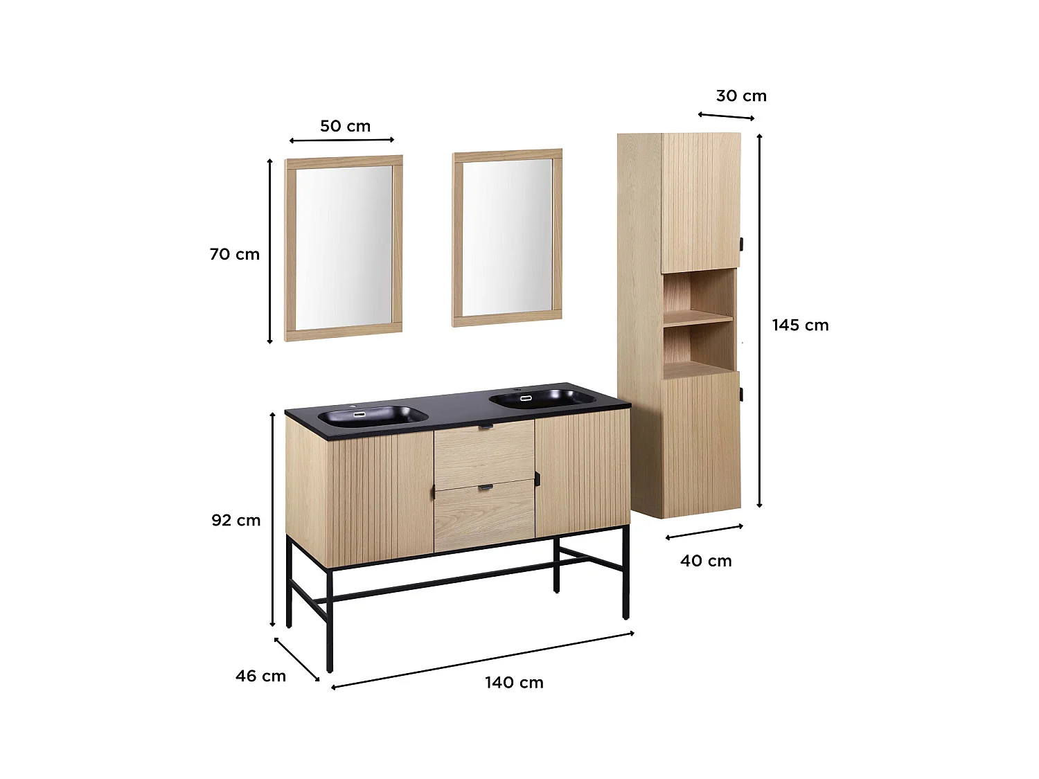 Doppelwaschtisch + Spiegel + STUDIO-Säule