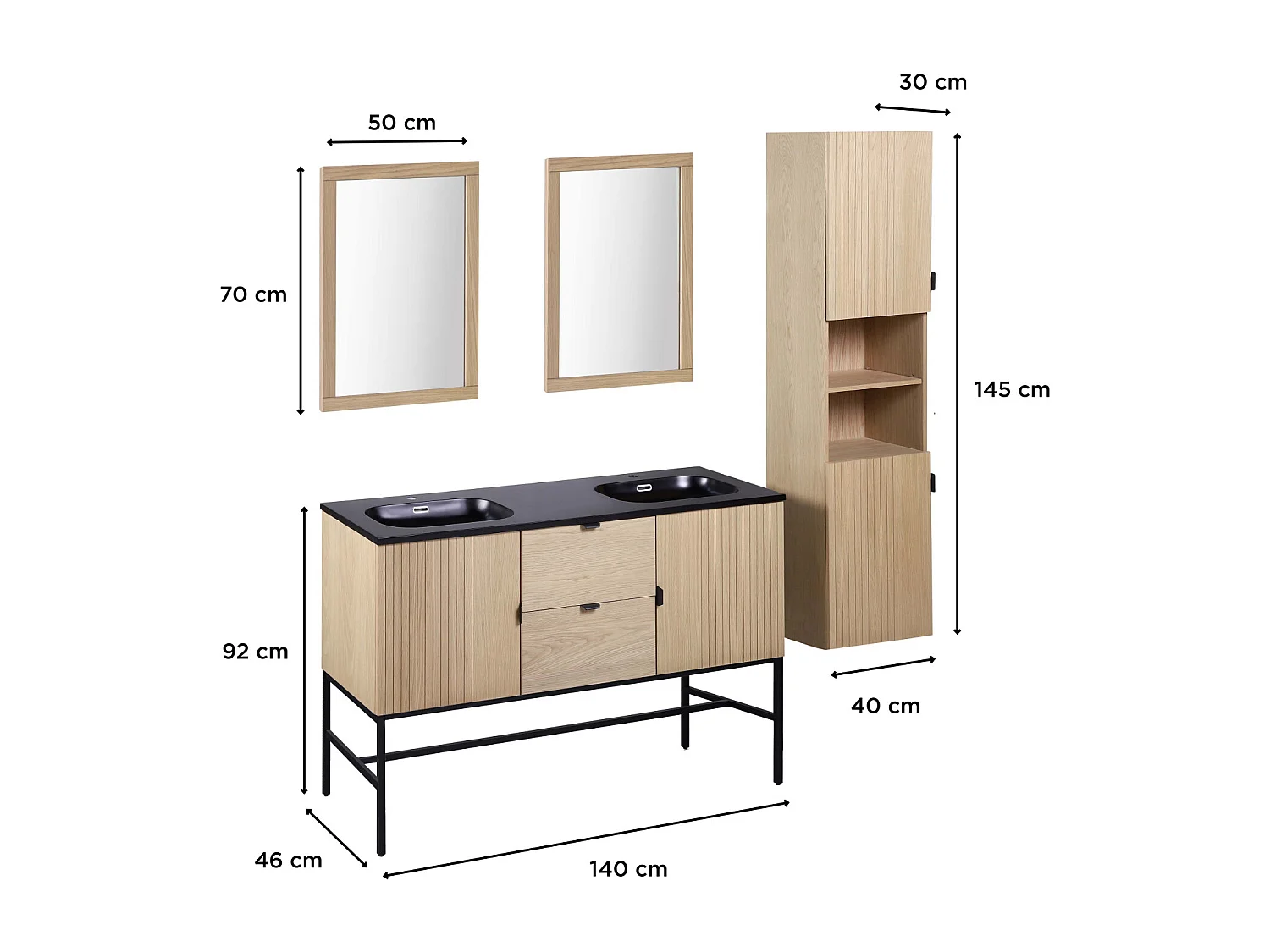 Doppelwaschtisch + Spiegel + STUDIO-Säule