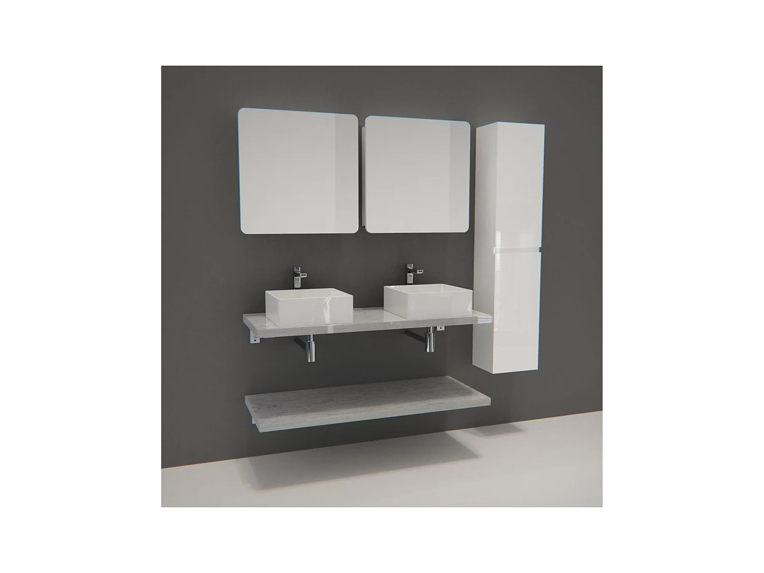 Doppelschrank + Waschbecken + Kleiderschrank + WILL-Säule