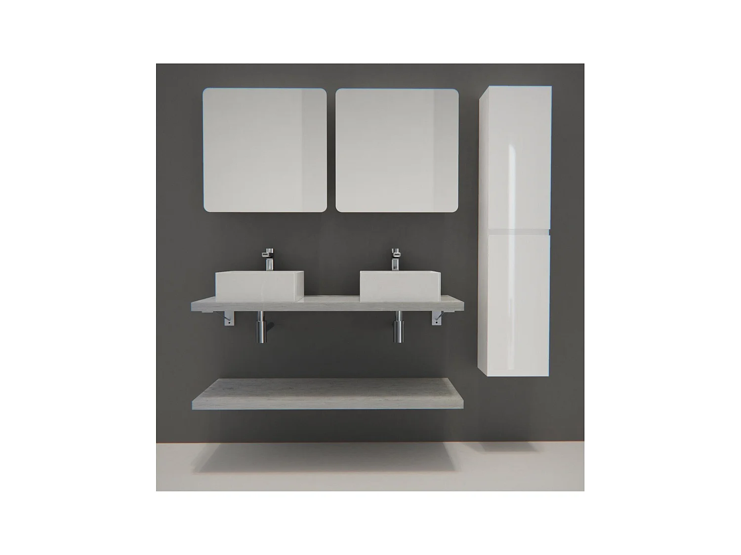 Doppelschrank + Waschbecken + Kleiderschrank + WILL-Säule