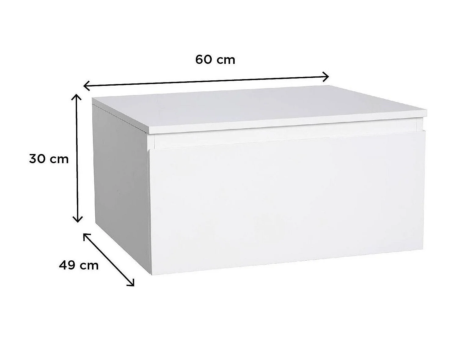 Meuble de Salle de Bain WILL - Plan suspendu 60 cm + Vasque + Miroir + Meuble tiroir + Equerres