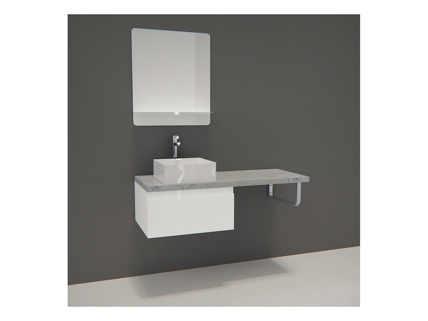 Meuble de salle de bain suspendu avec vasque et miroir WILL