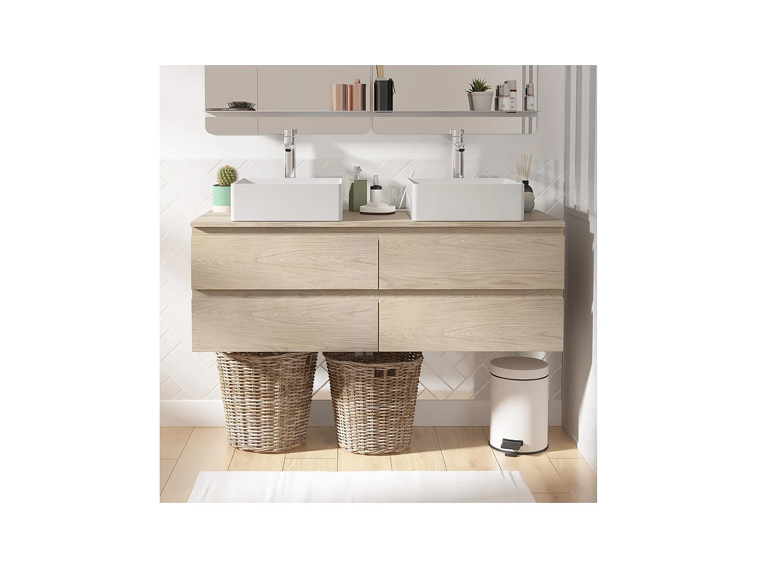 Mueble de lavabo doble suspendido SORRENTO de 120 cm