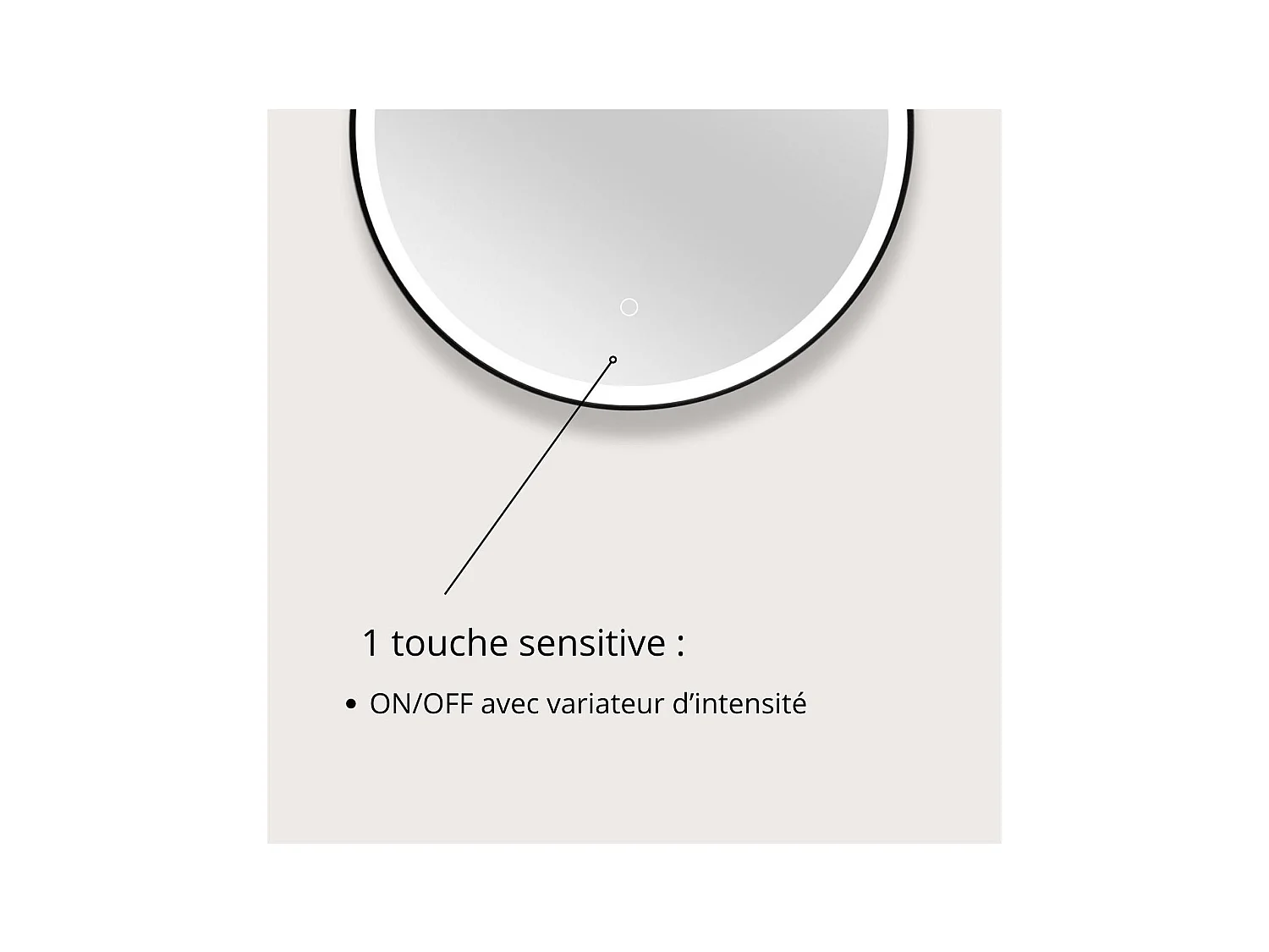 Runder LED-Spiegel D60cm mit schwarzem Aluminiumrahmen CLARO