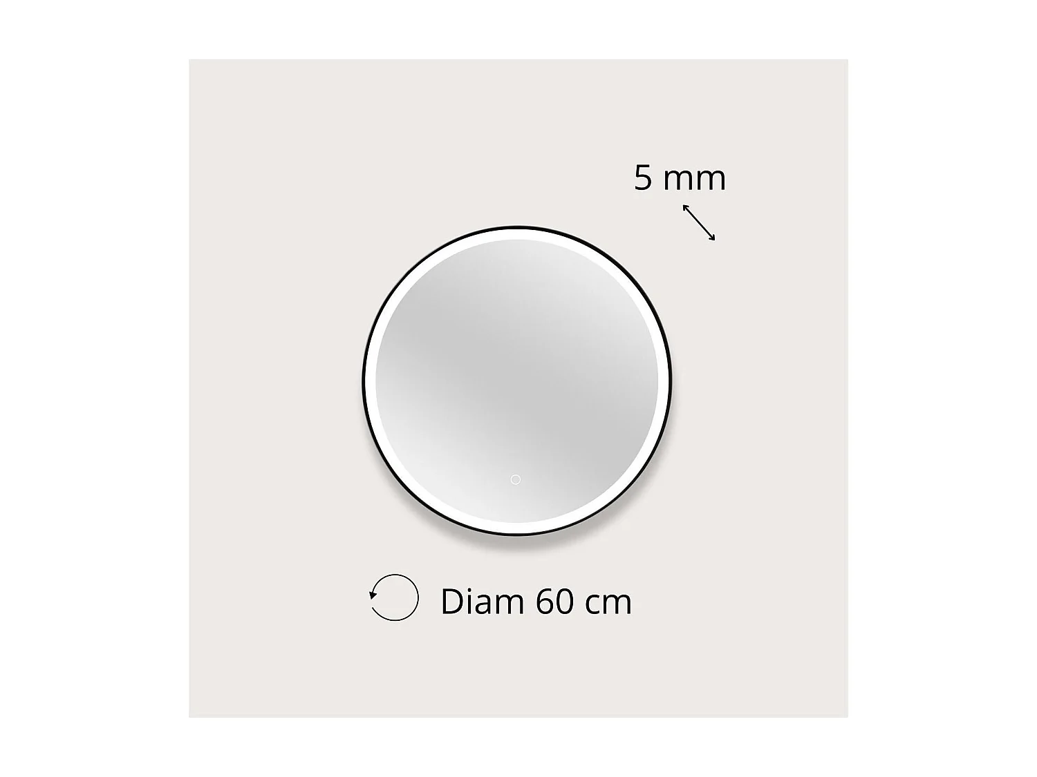 Ronde LED-spiegel D60cm met zwart aluminium frame CLARO