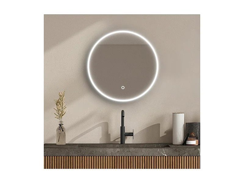 Espejo LED redondo D60/120cm de vidrio plateado CANDRA