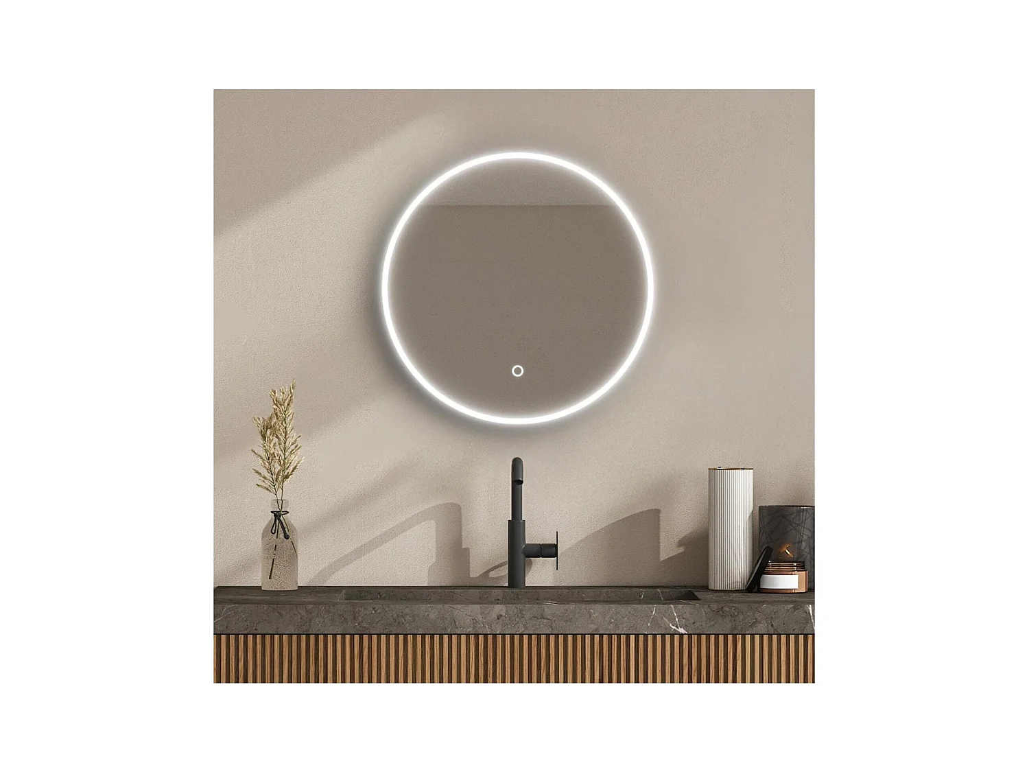 Espejo LED redondo D60/120cm de vidrio plateado CANDRA