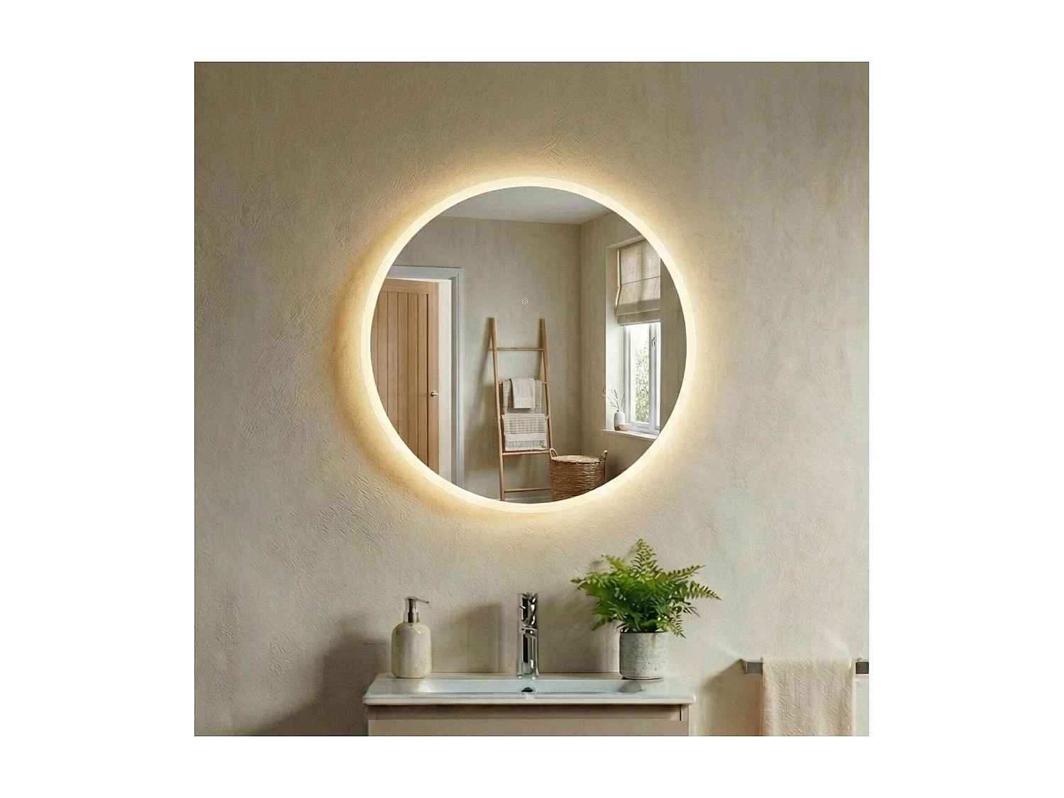 Espejo LED redondo D60/120cm de vidrio plateado CANDRA