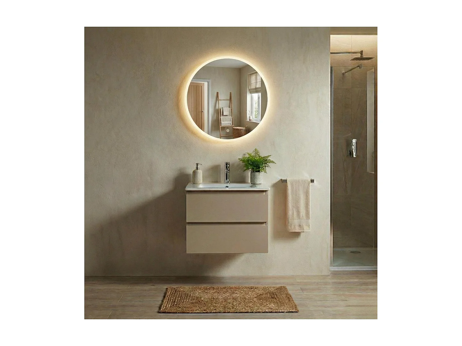 Espejo LED redondo D60/120cm de vidrio plateado CANDRA