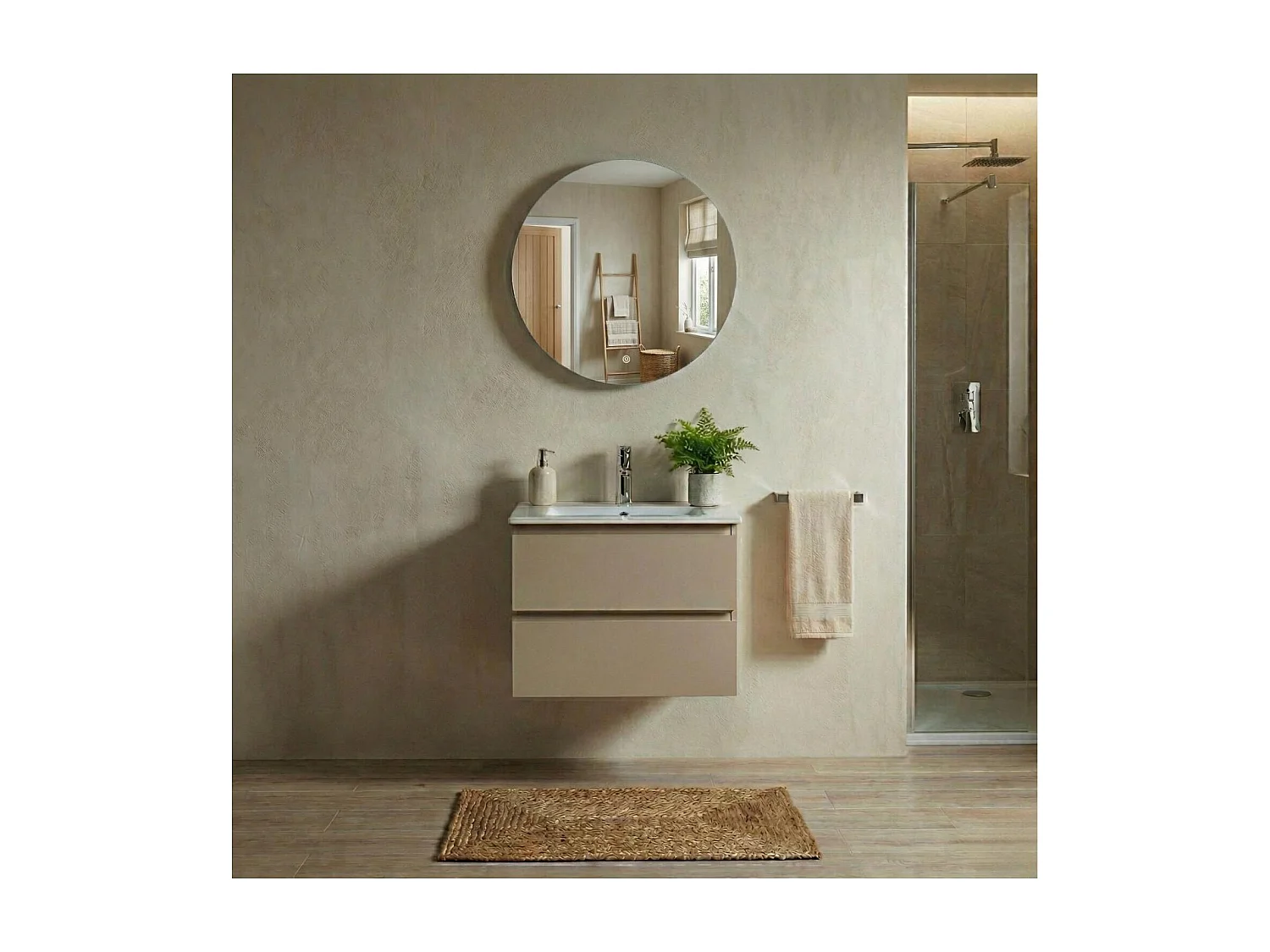 Espejo LED redondo D60/120cm de vidrio plateado CANDRA