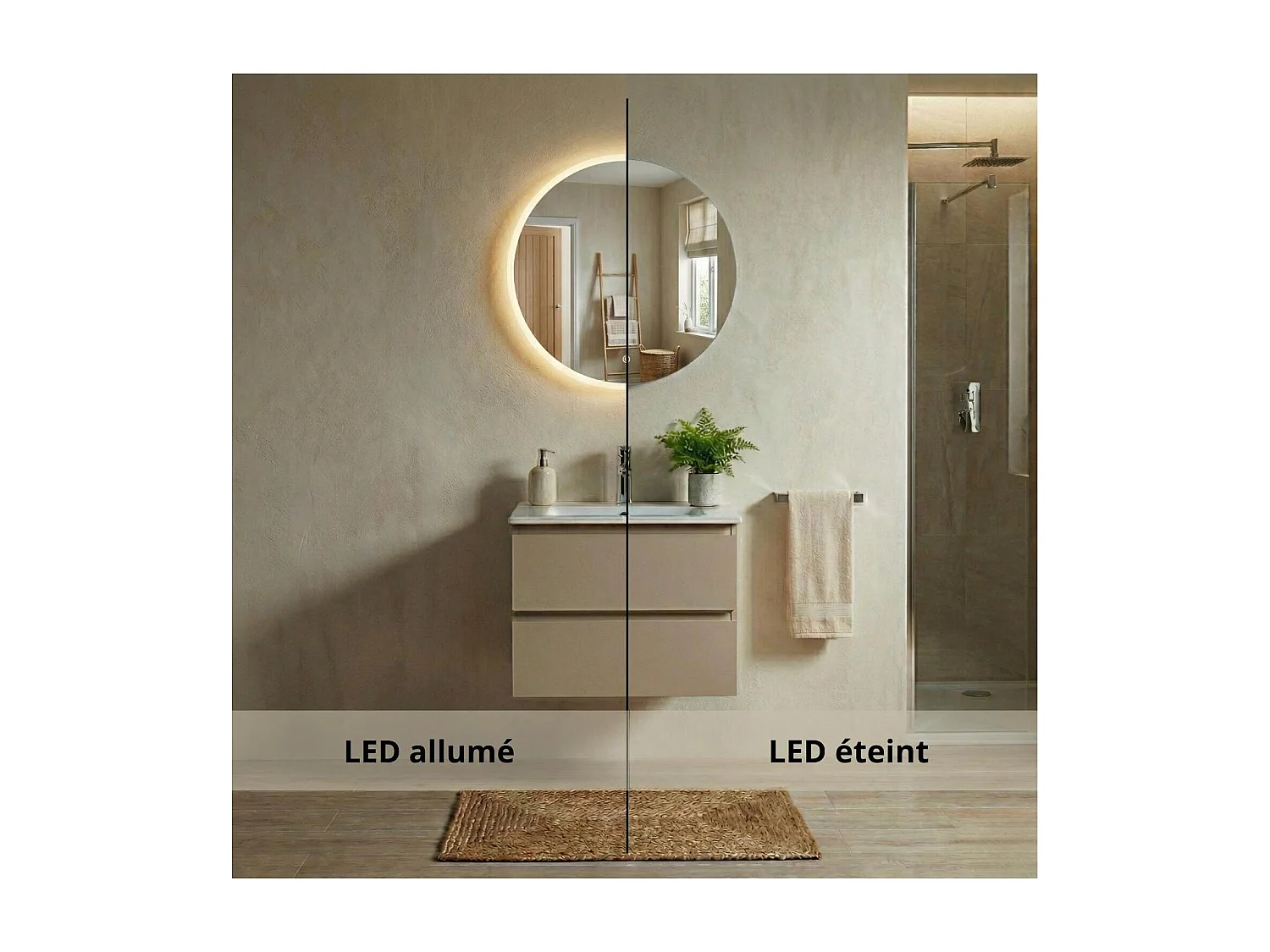 Espejo LED redondo D60/120cm de vidrio plateado CANDRA