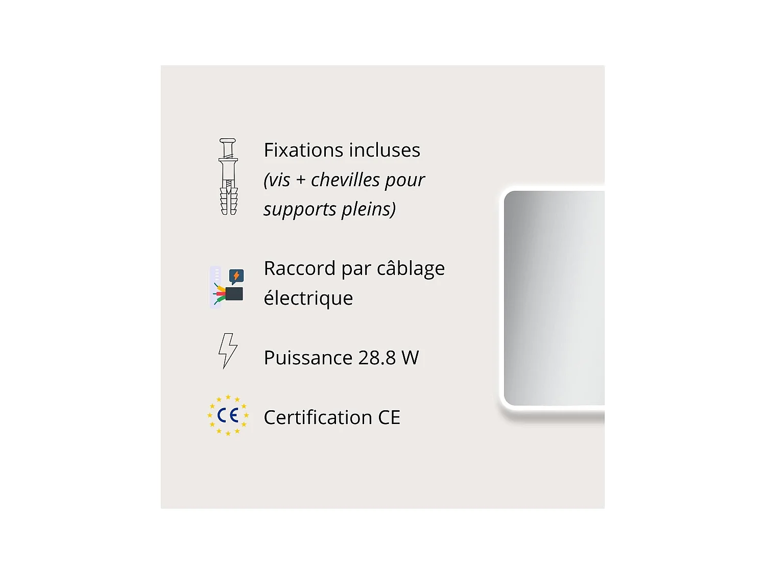 Rechthoekige LED-spiegel L60/80/90/120cm met achtergrondverlichting MIRALUX