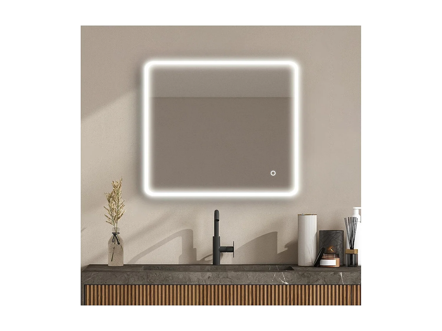 Rechthoekige LED-spiegel L60/80/90/120cm met achtergrondverlichting MIRALUX