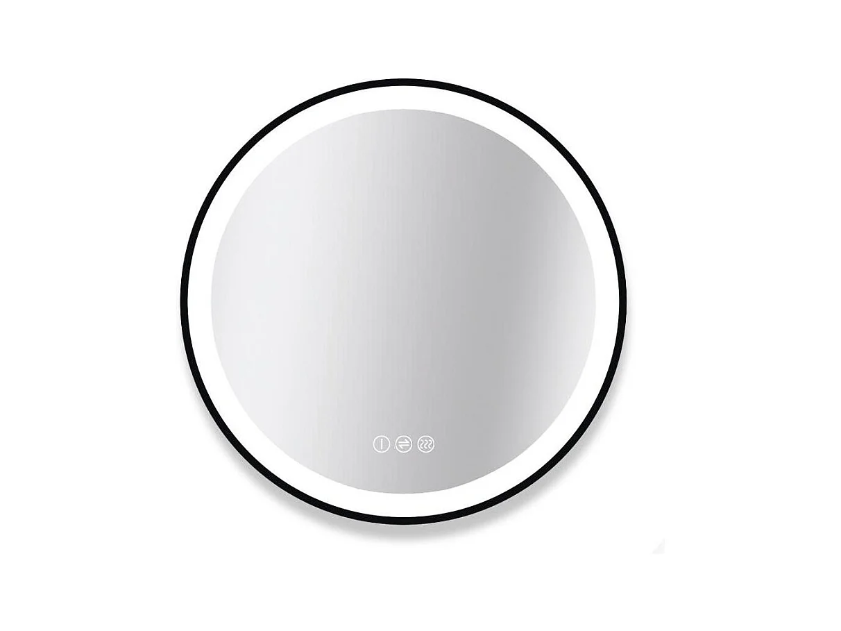 Runder LED-Spiegel D60/120cm mit schwarzem Aluminiumrahmen AUREYA