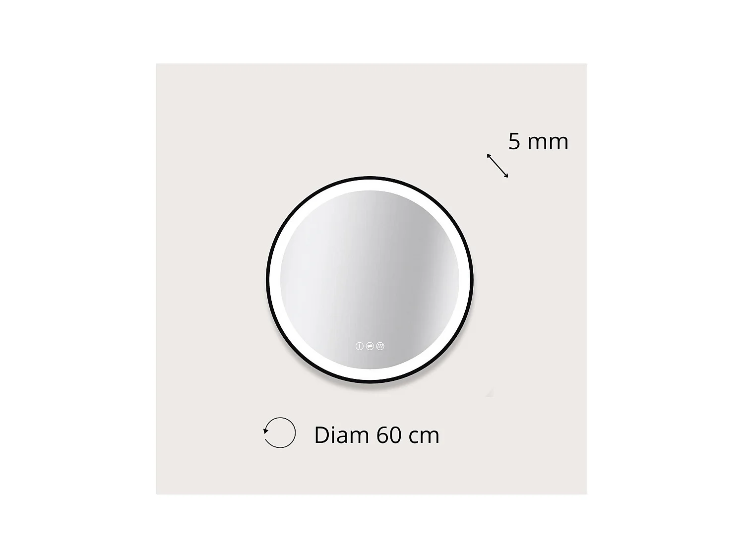 Runder LED-Spiegel D60/120cm mit schwarzem Aluminiumrahmen AUREYA