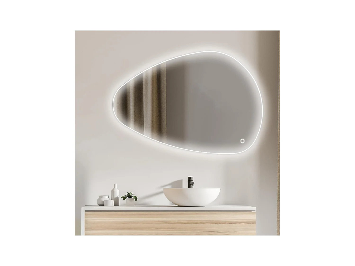 Specchio LED a ciottoli L80/120cm antiappannamento LUZIA