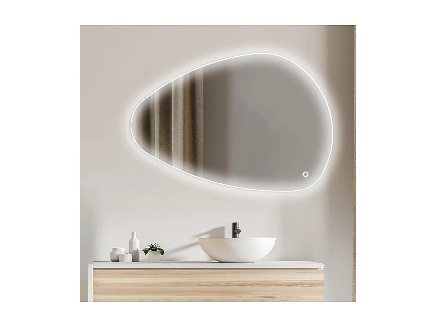 Specchio LED a ciottoli L80/120cm antiappannamento LUZIA