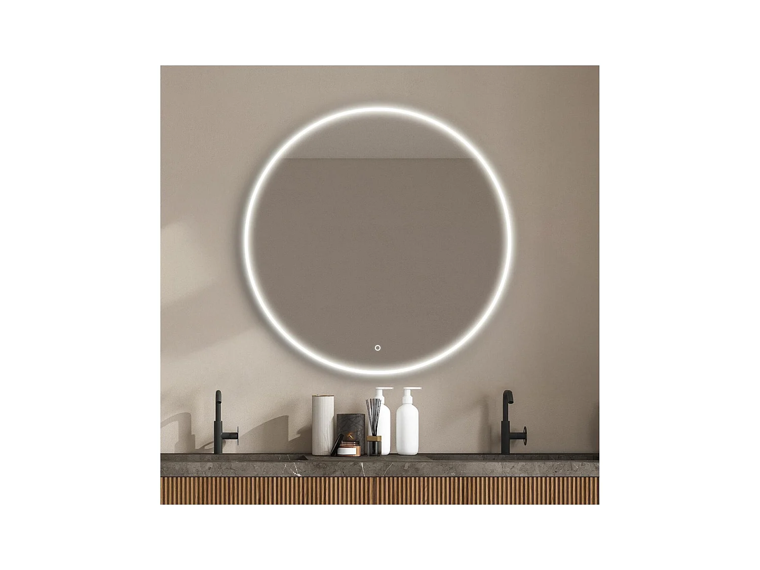 Miroir LED rond D60/120cm avec cadre rétro-éclairé