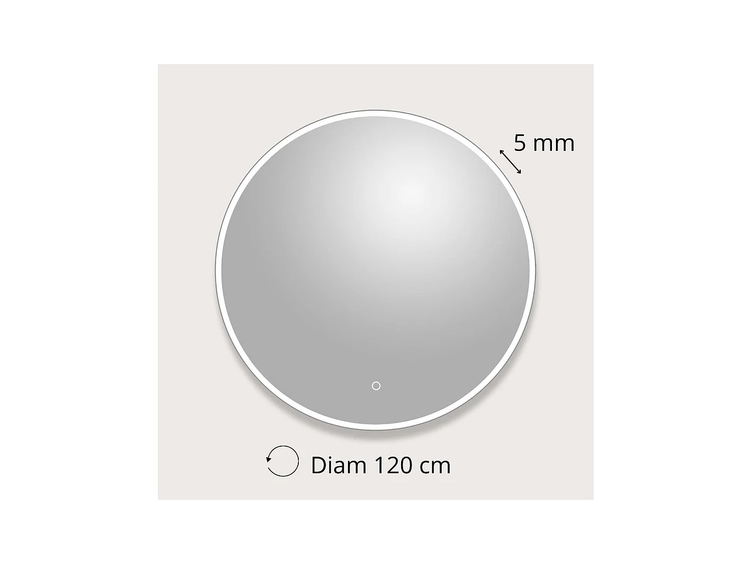 Miroir LED rond D60/120cm avec cadre rétro-éclairé