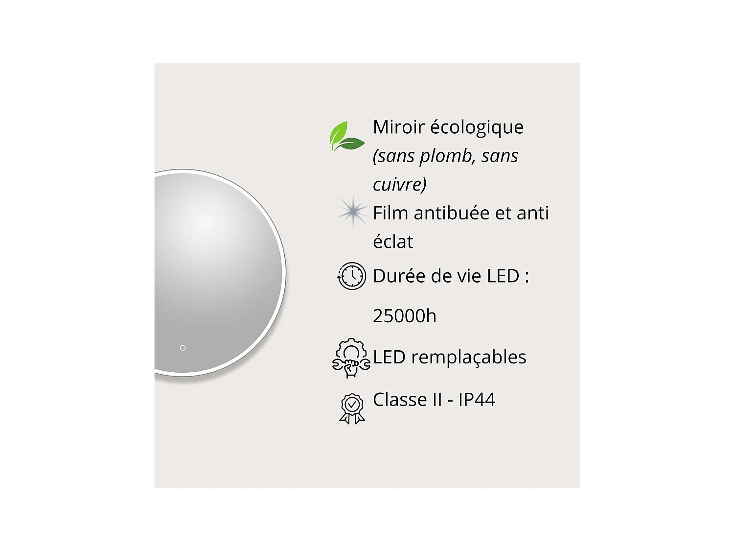 Ronde LED-spiegel D60/120cm met achtergrondverlichting CANDRA