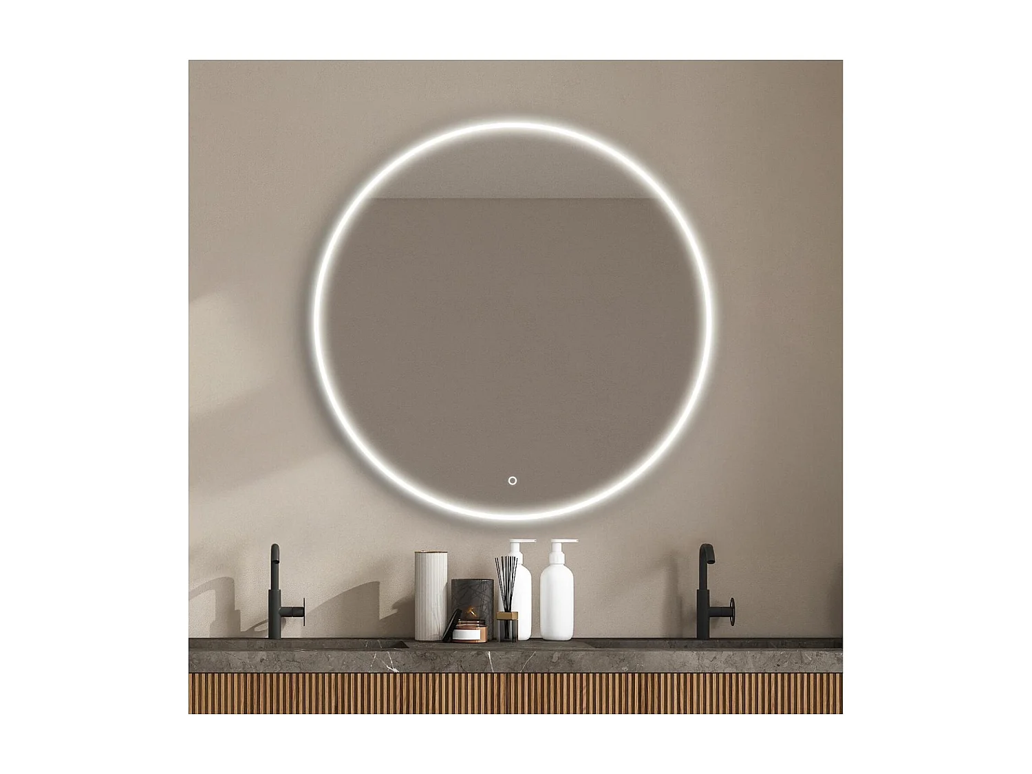 Ronde LED-spiegel D60/120cm met achtergrondverlichting CANDRA