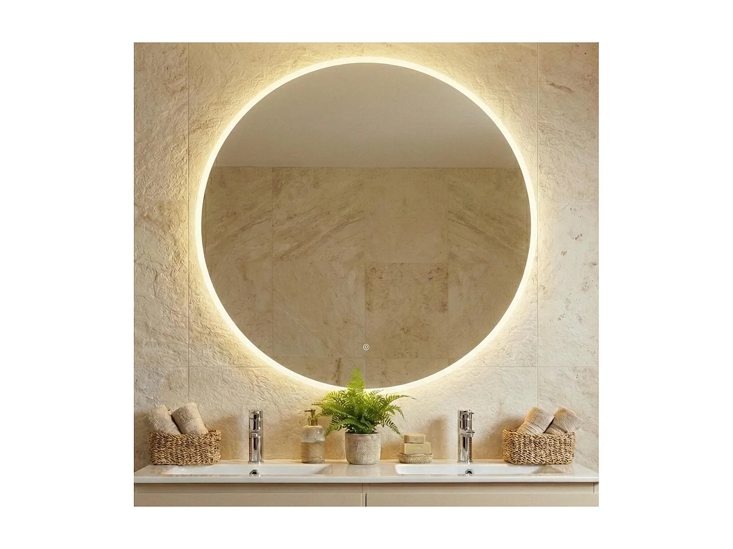 Espejo LED redondo D60/120cm de vidrio plateado CANDRA