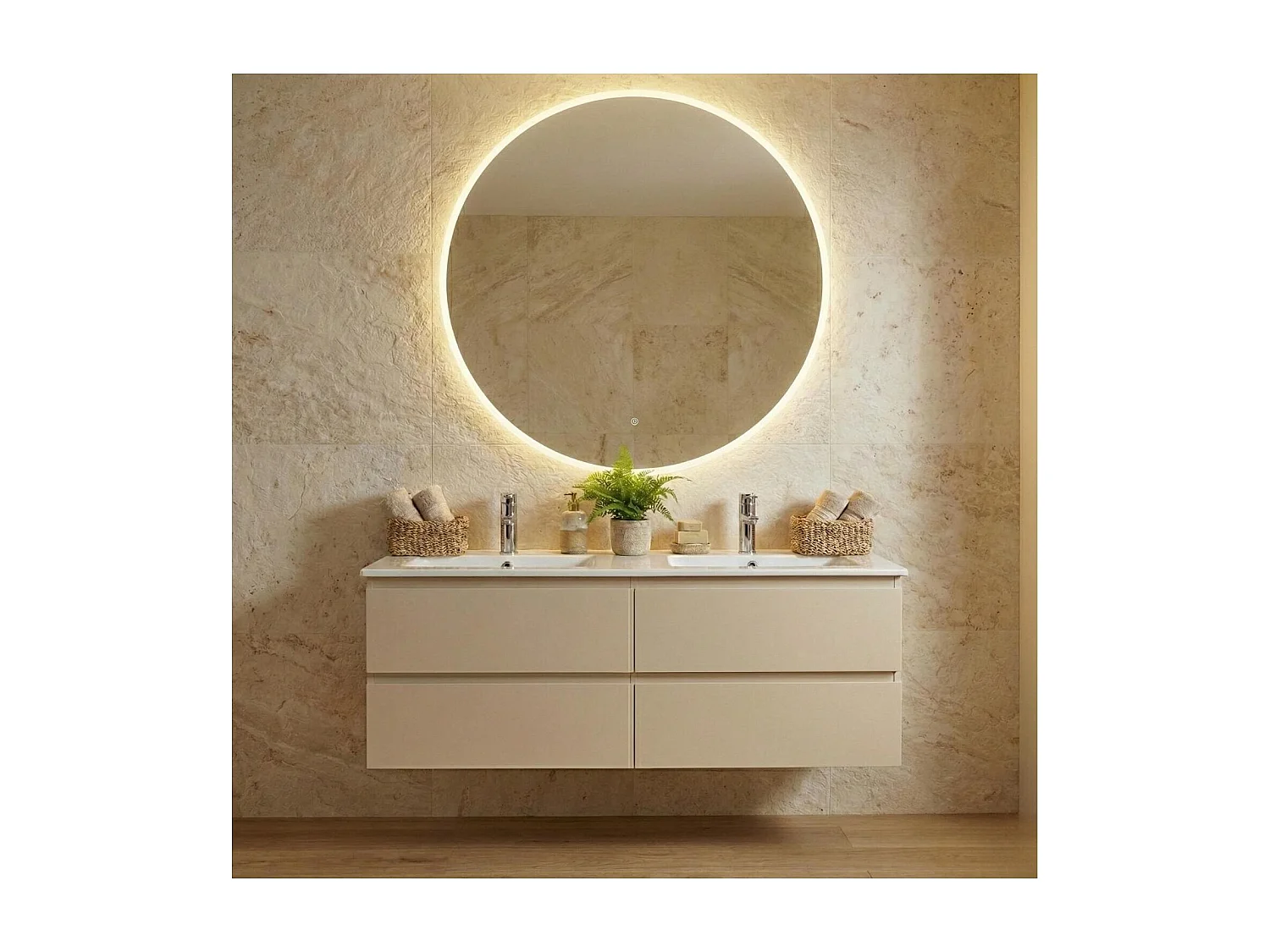 Espejo LED redondo D60/120cm de vidrio plateado CANDRA