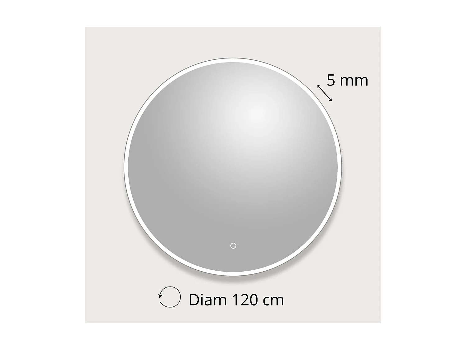 Espejo LED redondo D60/120cm de vidrio plateado CANDRA