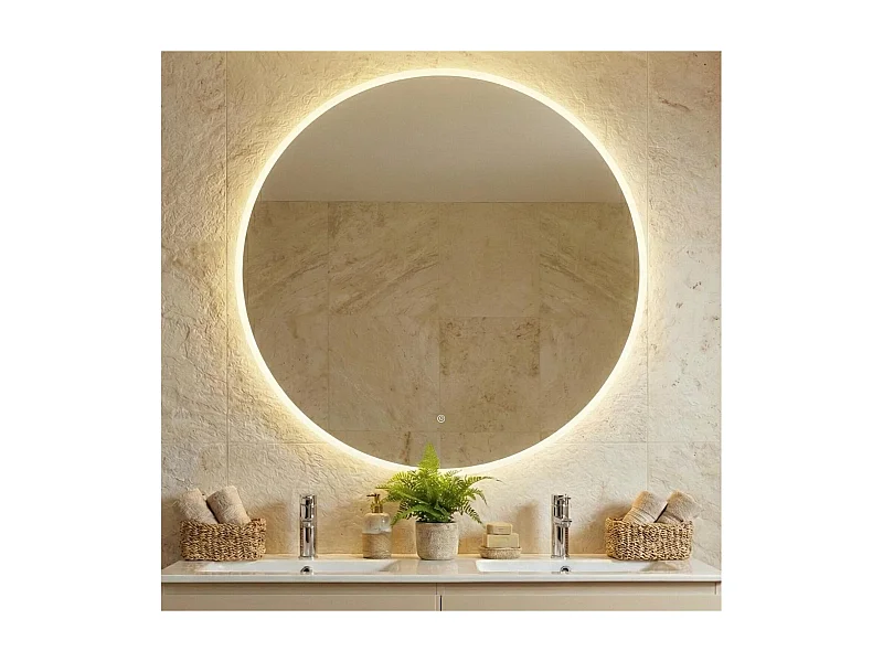 Espejo LED redondo D60/120cm de vidrio plateado CANDRA