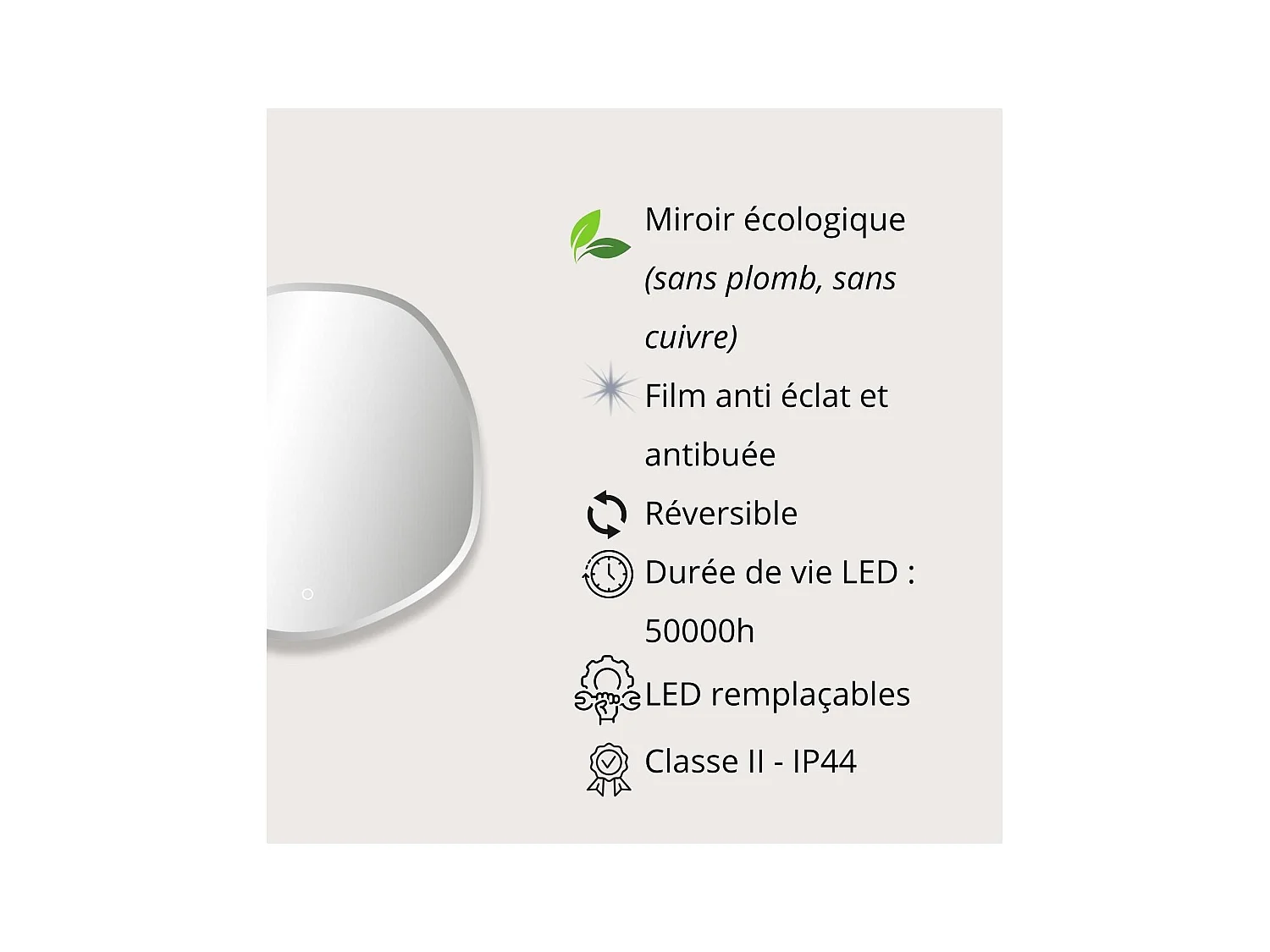 FLUEA Organische LED-spiegel D60/80cm met afgeschuinde randen