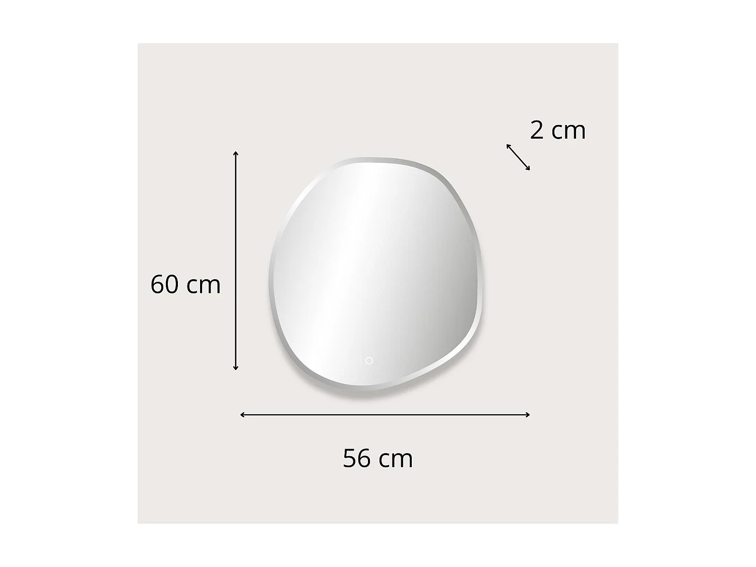 Miroir LED organique H60/80cm à bords biseautés