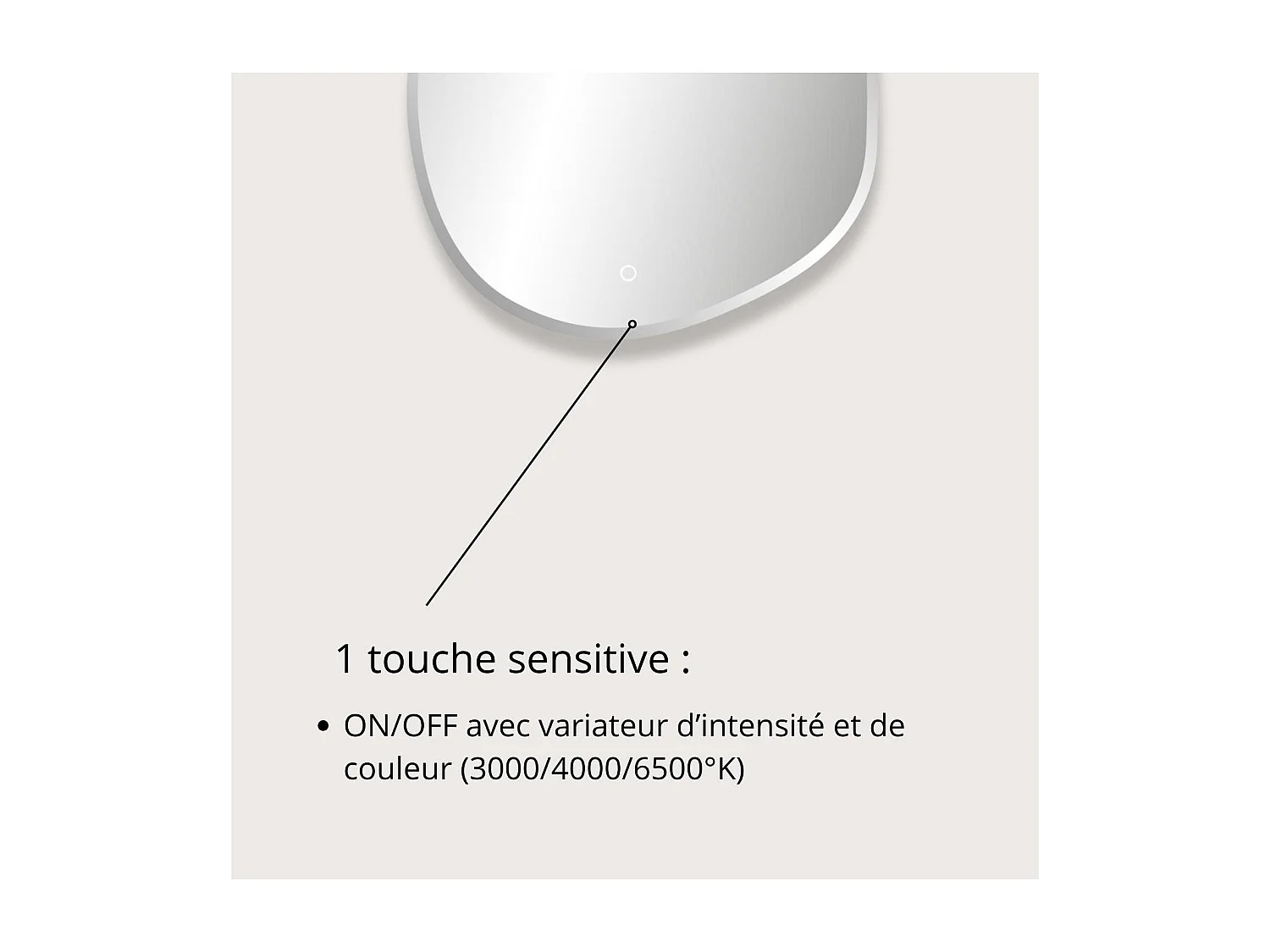 Miroir LED organique H60/80cm à bords biseautés
