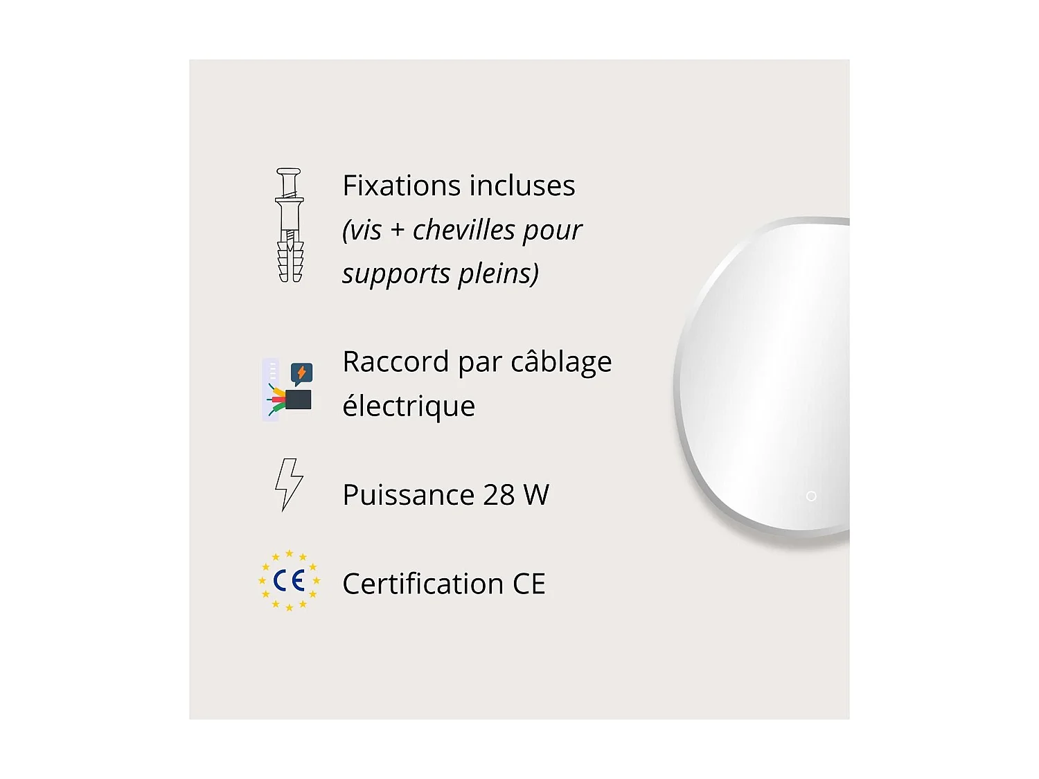 Espelho LED orgânico D60/80cm em vidro prateado FLUEA