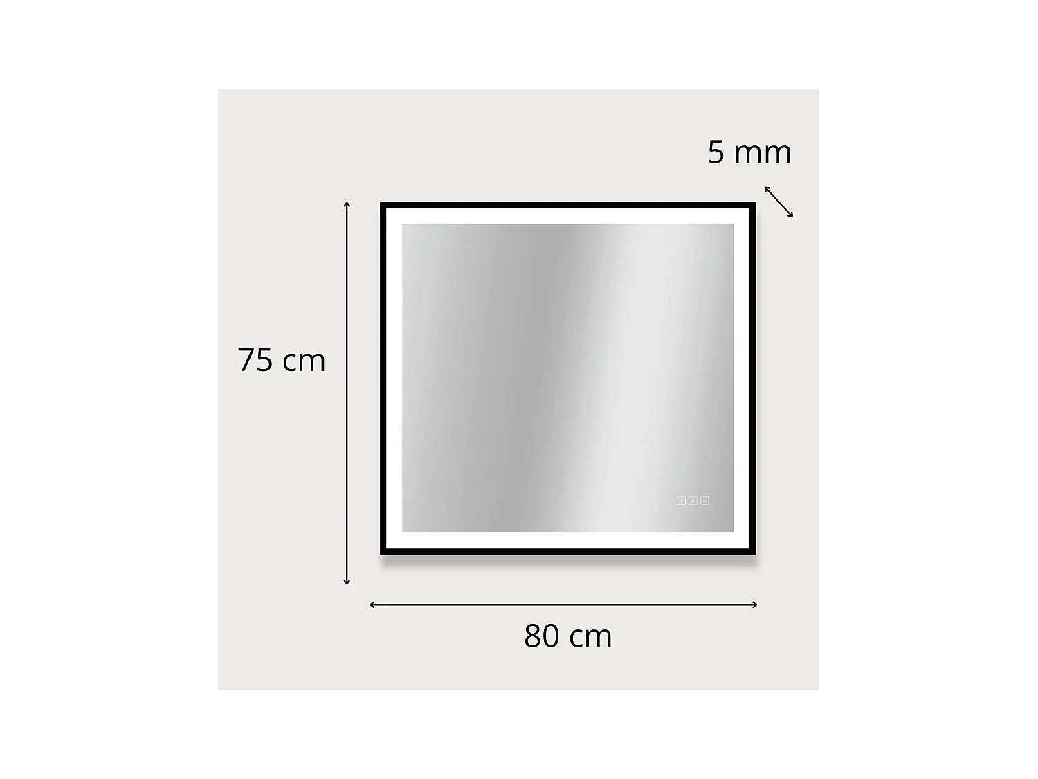 Rechteckiger LED-Spiegel L60/80/120cm mit schwarzem Aluminiumrahmen VELUNA