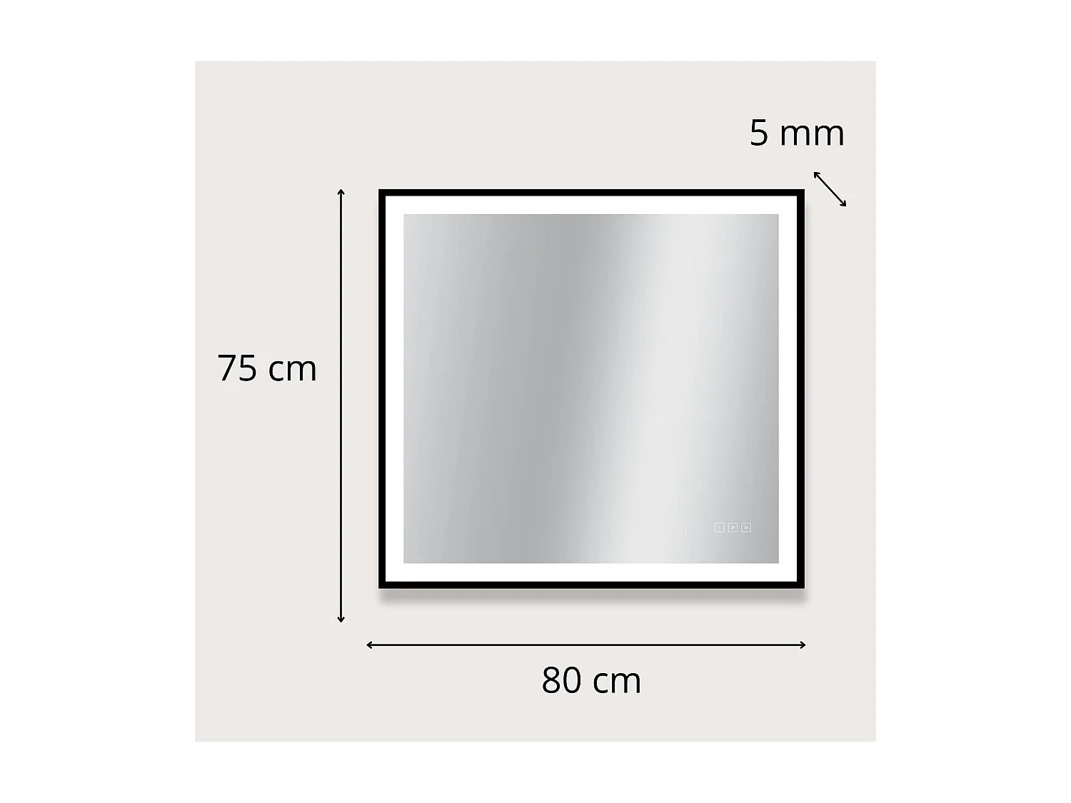 Rechthoekige LED-spiegel L60/80/120cm met zwart aluminium frame VELUNA