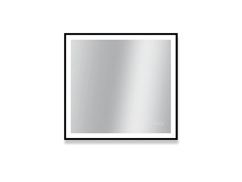 Rechthoekige LED-spiegel L60/80/120cm met zwart aluminium frame VELUNA
