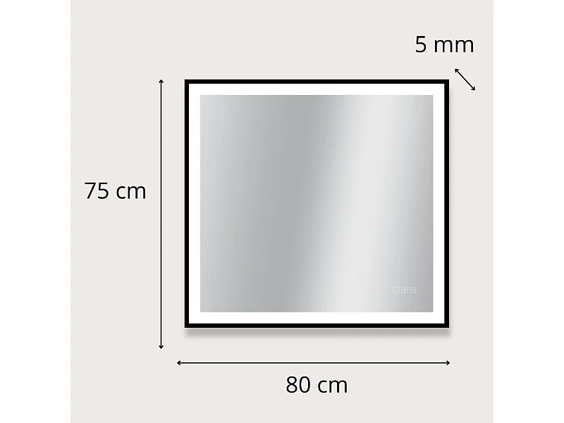 Rechthoekige LED-spiegel L60/80/120cm met zwart aluminium frame VELUNA