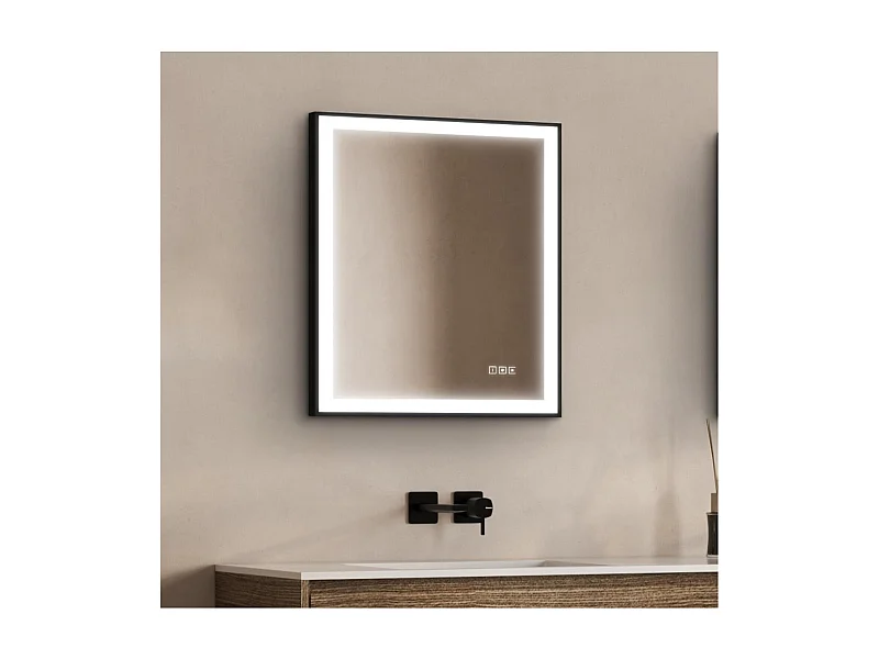 Miroir LED rectangulaire L60/80/120cm avec cadre alu noir