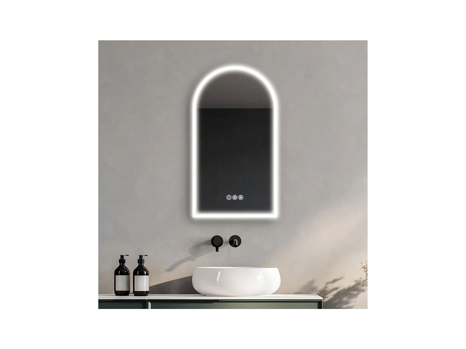 Miroir LED arche 90x50cm avec cadre rétro-éclairé