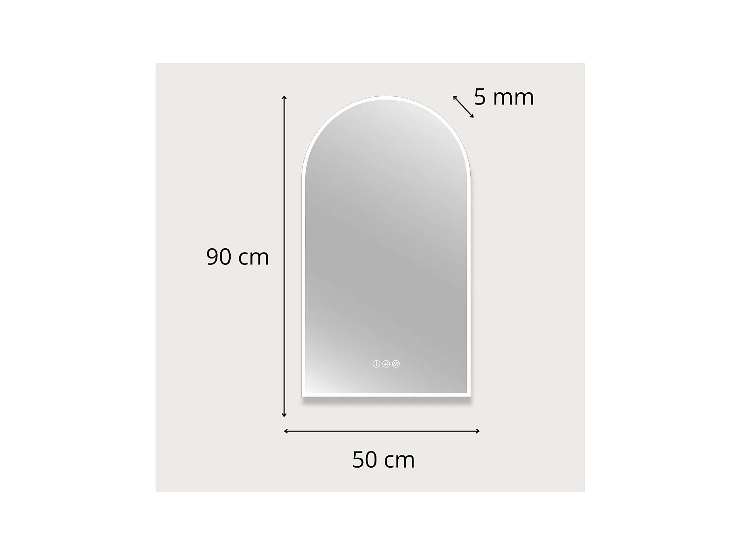 Miroir LED arche 90x50cm avec cadre rétro-éclairé