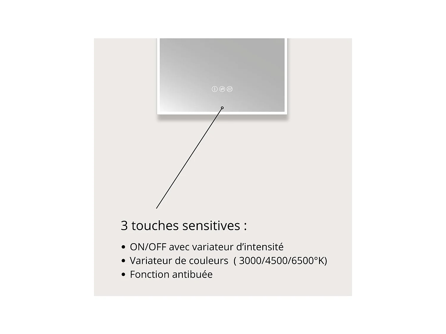 Miroir LED arche 90x50cm avec cadre rétro-éclairé