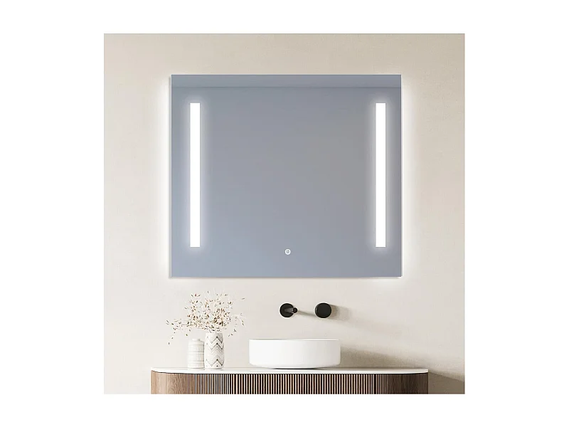 Rechthoekige LED-spiegel L60/80cm zijverlichting LUMENA