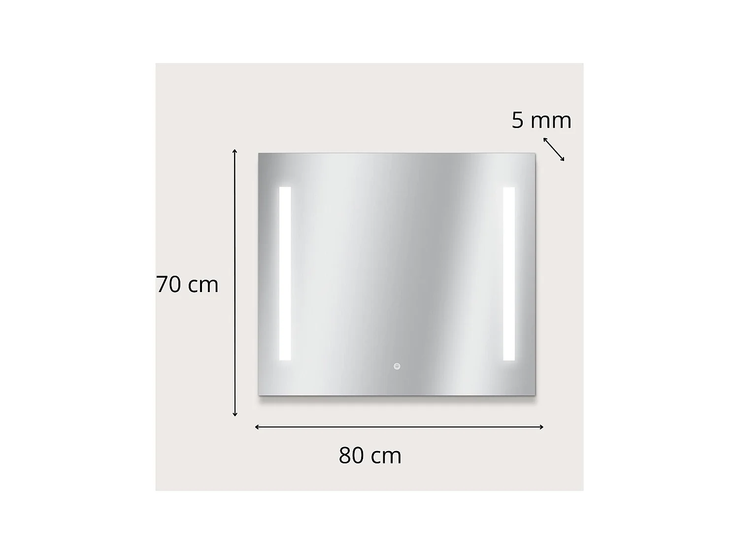 Rechthoekige LED-spiegel L60/80cm zijverlichting LUMENA
