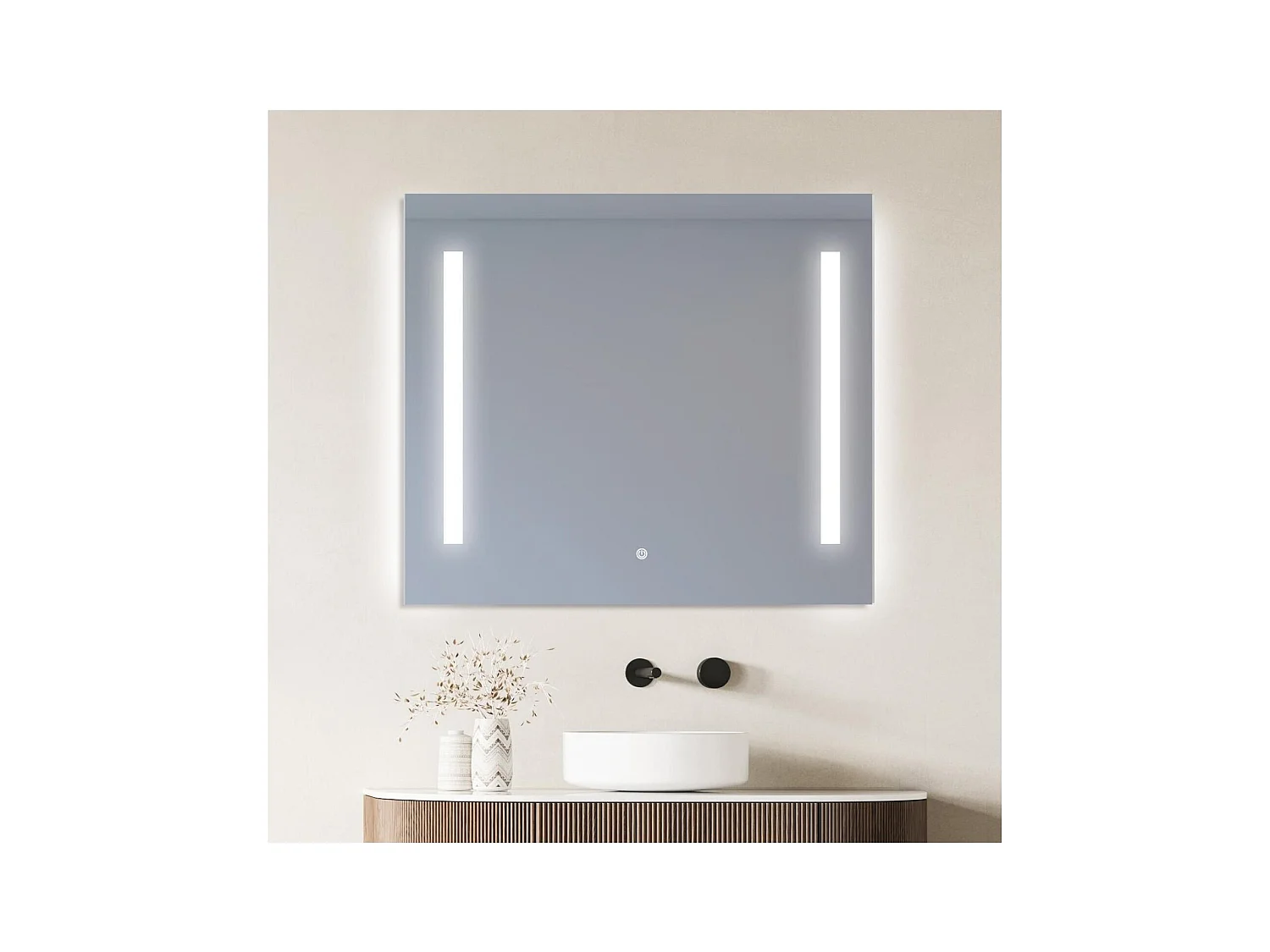 Miroir LED rectangulaire L60/80cm éclairage latéral