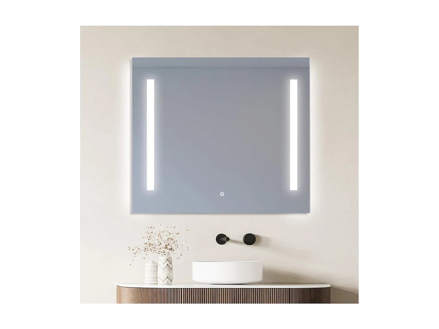 Rechthoekige LED-spiegel L60/80cm zijverlichting LUMENA