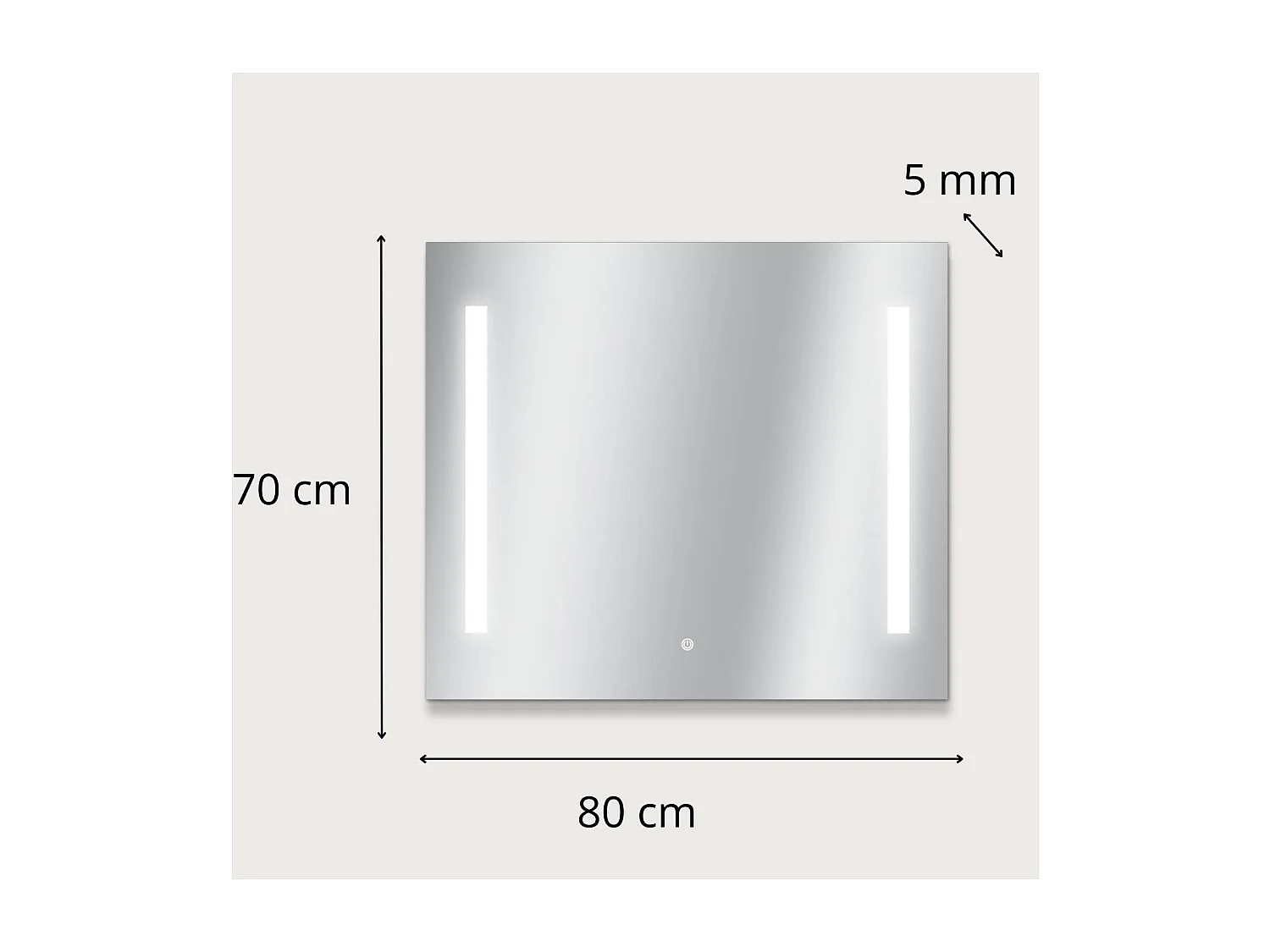 Rechthoekige LED-spiegel L60/80cm zijverlichting LUMENA