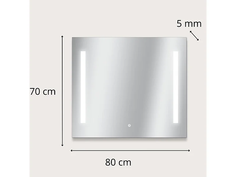 Specchio rettangolare LED L60/80cm illuminazione laterale LUMENA